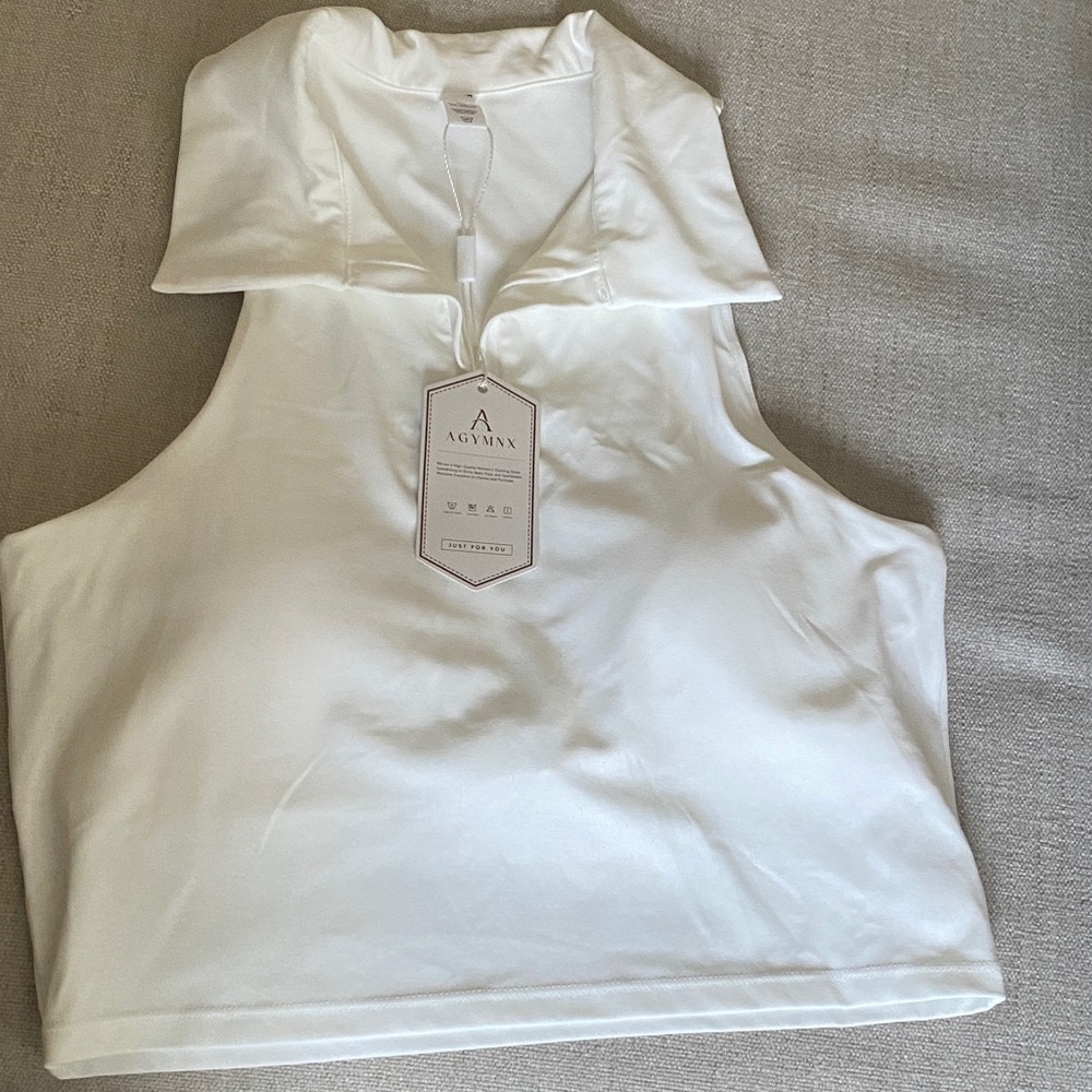 V neck Women's White Sleeveless Tank Top for confortable activities . Run small.